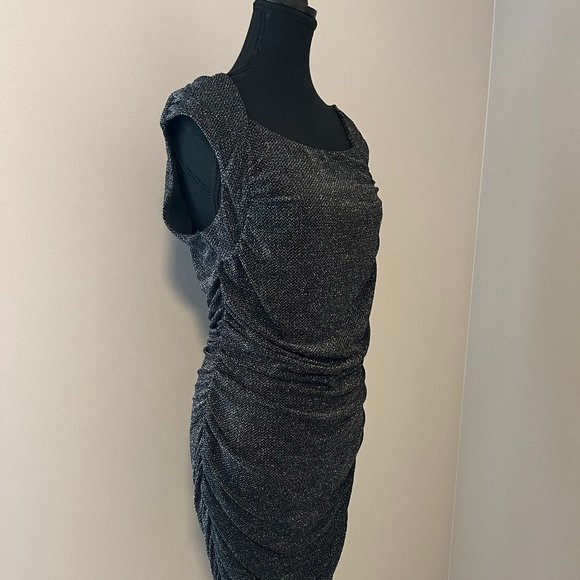 Ruched Black and Silver Dress - Picture 1 of 7